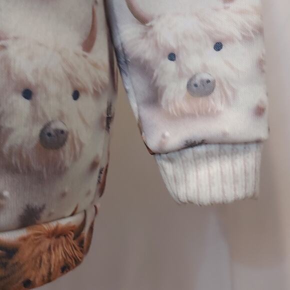 Knit Winter Cow Lover Beaded Yarn Animal Long Sleeve Pullover Crew Neck Sweater - Picture 3 of 7